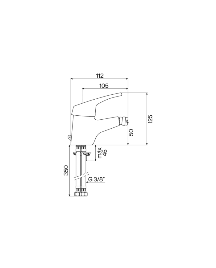 Mélangeur monocommande bidet Nova Golf Cifial, design élégant en ligne avec bec coudé et manette
