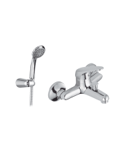 Mélangeur baignoire Nova Golf Cifial en chrome avec douchette amovible et support mural.