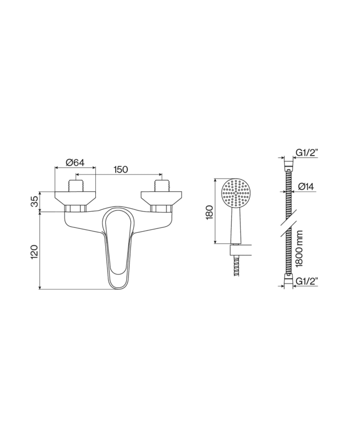 Mélangeur monocommande baignoire Nova Golf par Cifial, design moderne, chromé, avec douchette réglable.