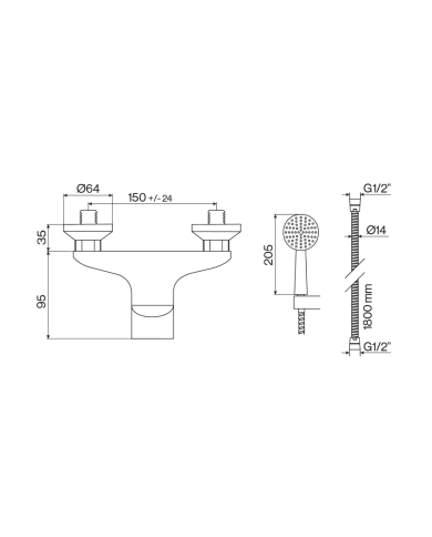 Mélangeur douche rétro Cifial, mitigeur chromé avec pommeau de douche, design vintage élégant.