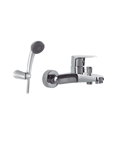 Mélangeur monocommande baignoire Image par Cifial, finition chromée, design élégant avec douchette amovible.