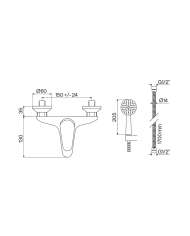 Mélangeur baignoire Cifial Image, design élégant, mitigeur monocommande, douchette incluse.