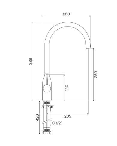 Mélangeur évier arrondie cuisine Fiol - Cifial