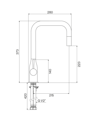 Mélangeur évier extensible carré 1 trou Fiol - Cifial