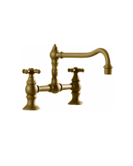 Mitigeur cuisine rétro Edwardian en laiton doré Cifial, 2 poignées croisées, design élégant