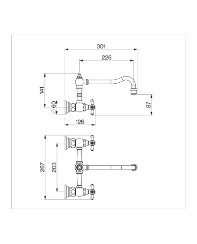 Mitigeur 2 trous mural cuisine Edwardian - Cifial