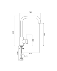 Mélangeur cuisine Bistrot Cifial en inox, design rétro, bec incurvé, levier latéral.