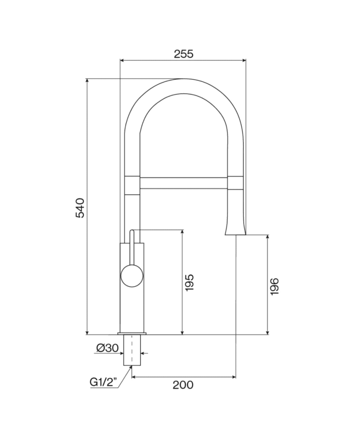 Mélangeur cuisine Bistrot Cifial, design rétro, finition chromée, bec haut incurvé, levier unique.