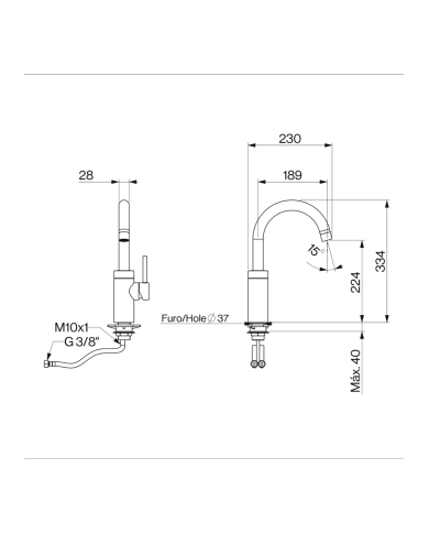 Mélangeur évier carré cuisine Techno 465 - Cifial