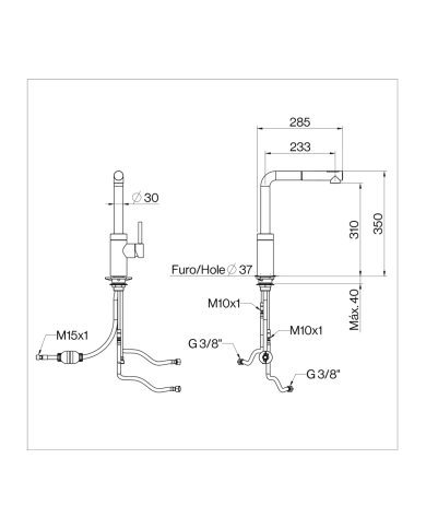 Mélangeur évier cuisine extensible Techno 465 - Cifial