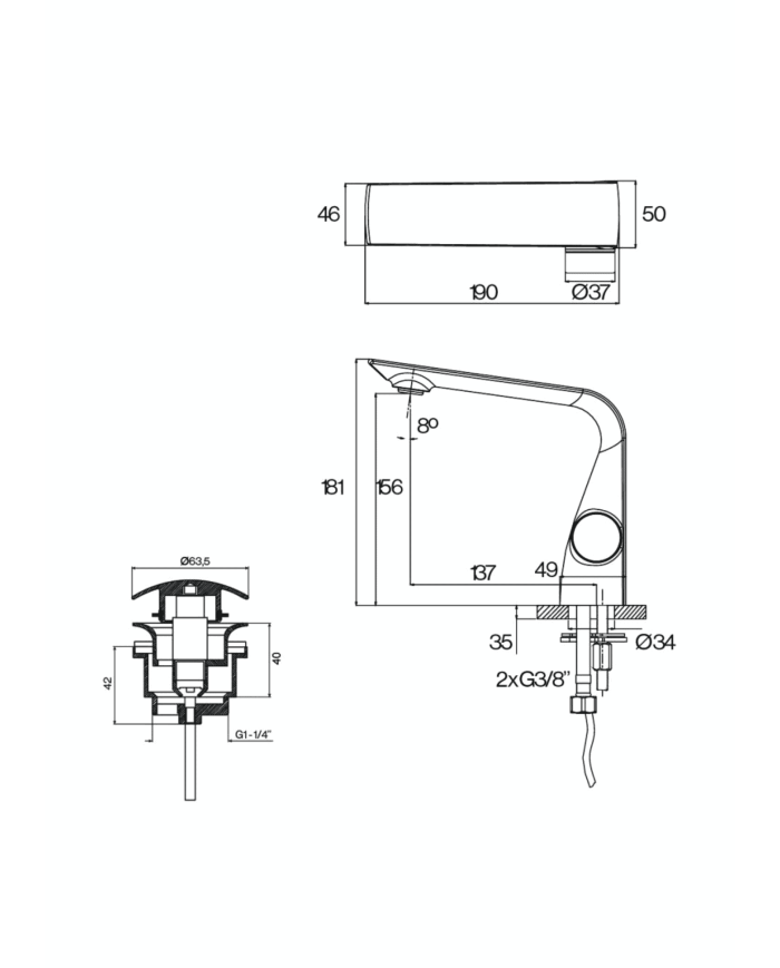 Mélangeur lavabo électronique Evolution Cifial, design compact et raffiné, finitions chromées et détails techniques.