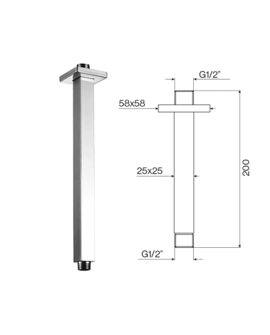 Tête de douche carré 200mm - Cifial