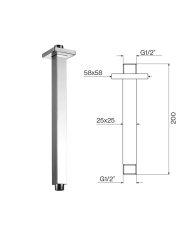 Tête de douche carré 200mm - Cifial