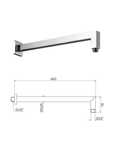 Tête de douche carré 200mm - Cifial