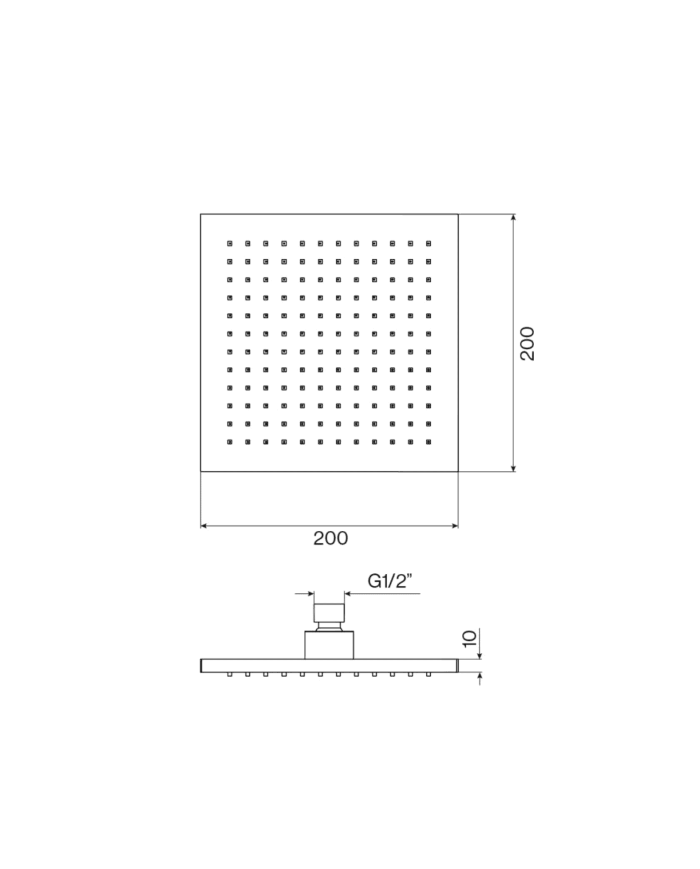 Tête de douche carré 200mm - Cifial
