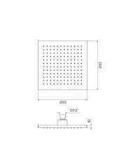 Tête de douche carré 200mm - Cifial