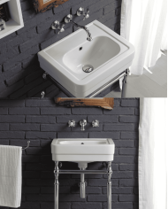 Robinet mural arrondi Bleu Provence en chrome, design rétro, élégant pour salle de bain