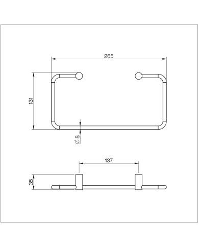 porte serviette cifial | Rectangle Straight Chrome & Noir