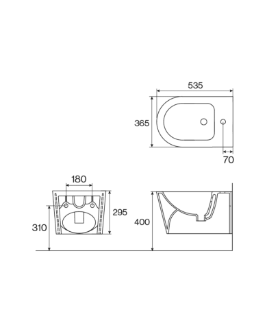 Bidet suspendu BTW arrondie A2 - Cifial