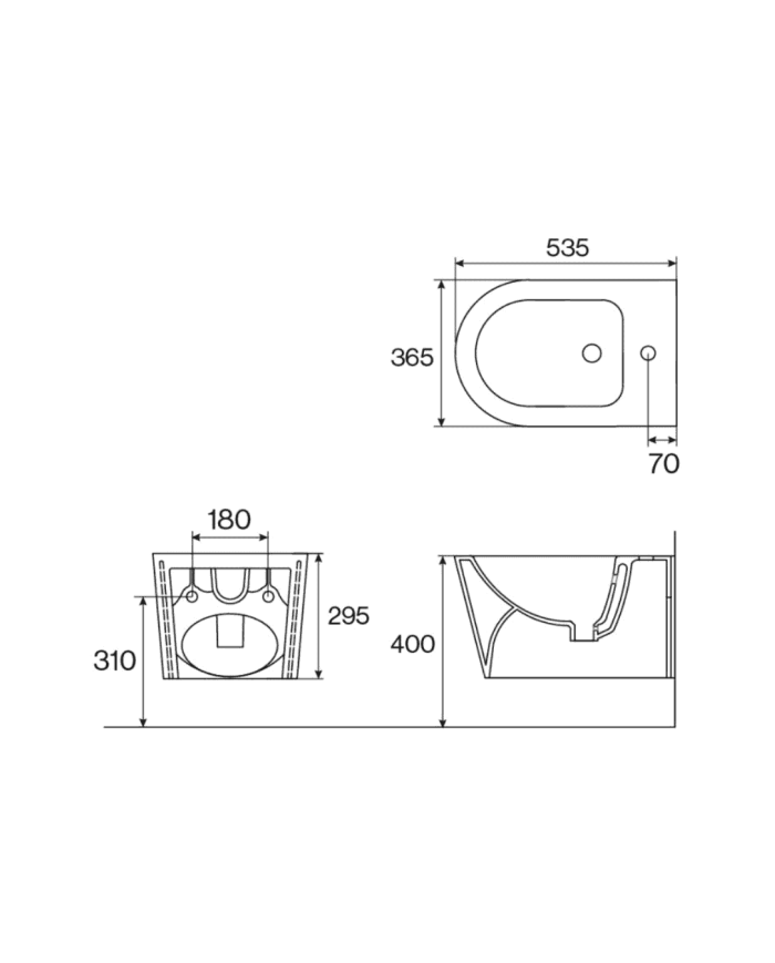 Bidet suspendu BTW arrondie A2 - Cifial