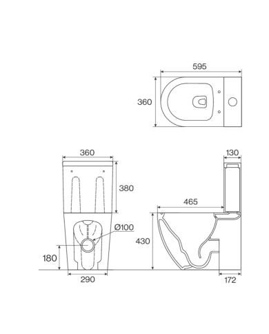 Pack WC BTW (WC + réservoir + couvercle) - Cifial