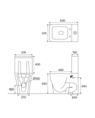 Pack WC BTW (WC + réservoir + couvercle) S - Cifial
