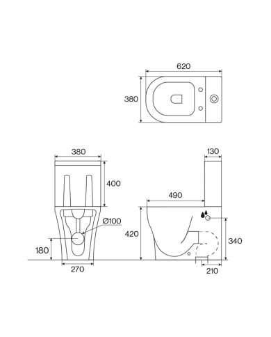 Pack WC BTW (WC + réservoir + couvercle) Style R - Cifial