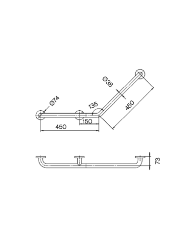 Barre d'appui 135° PMR - Cifial