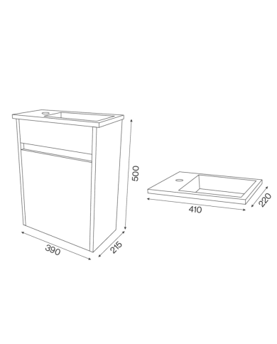 Composition meuble suspendu lave-mains XS - Cifial
