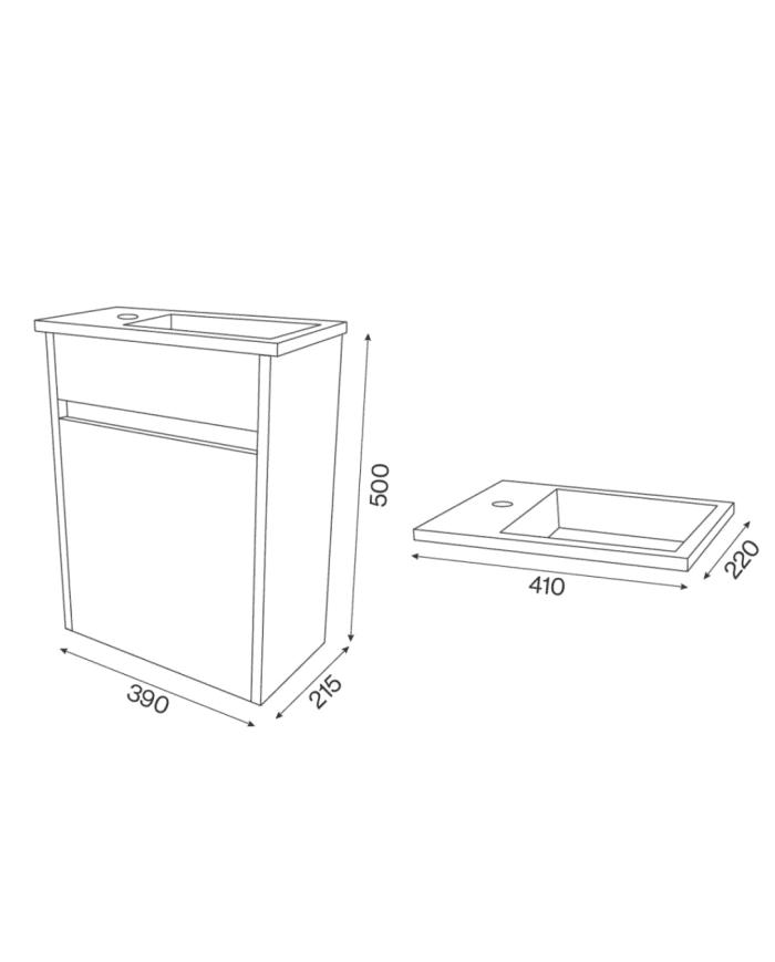 Composition meuble suspendu lave-mains XS - Cifial