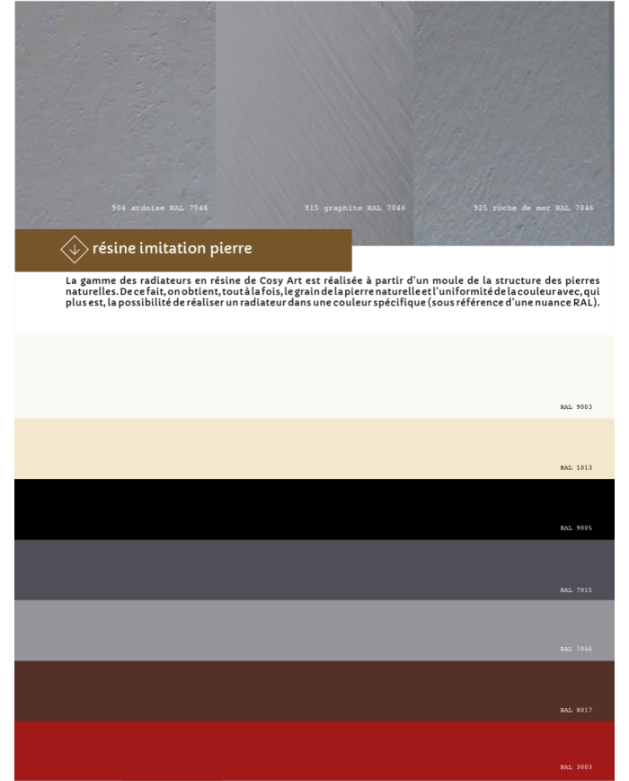 Radiateur eau chaude résine imitation pierre Graphite - Cosy art