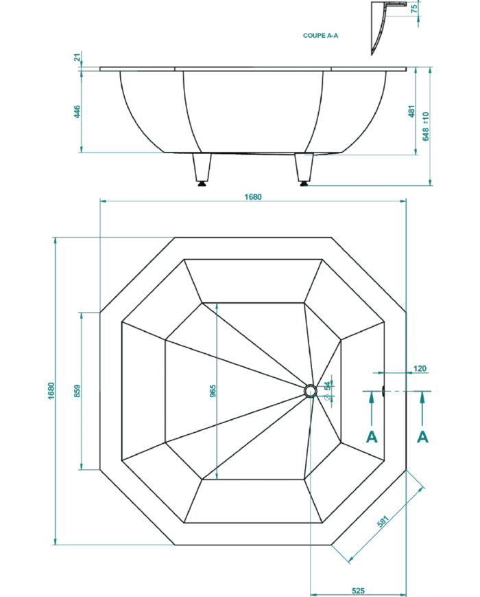 Baignoire octogonale Athènes - THG Paris