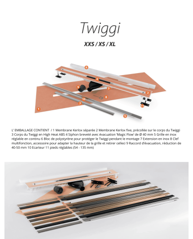 caniveau twiggi carrodrain | sol douche épuré sans découpe