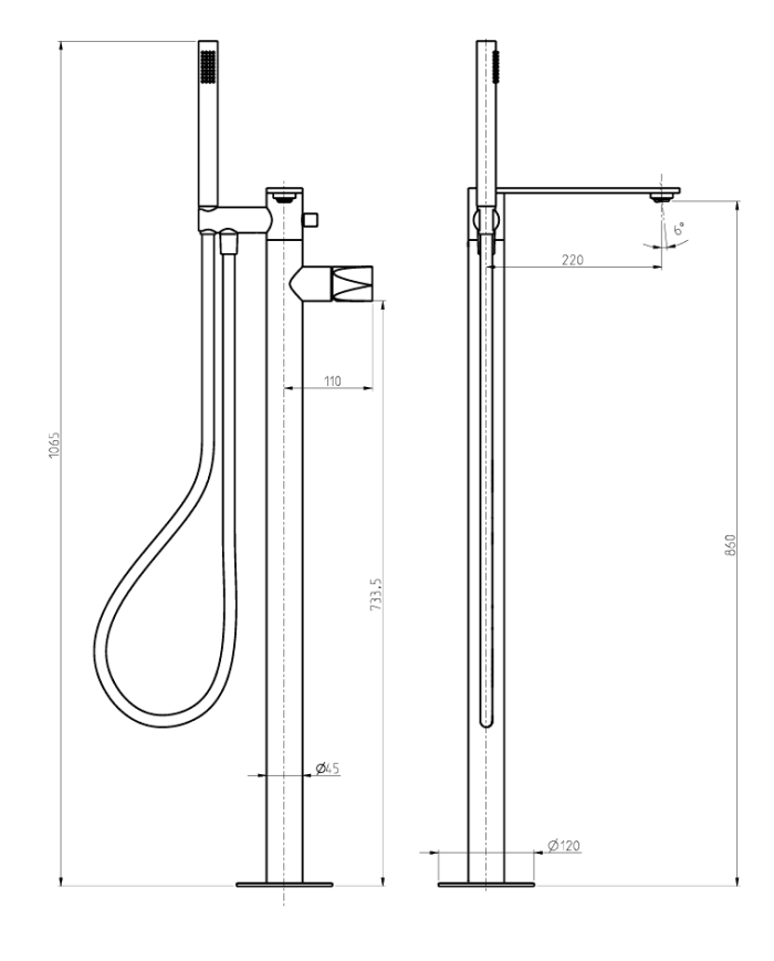 Kit mitigeur de bain au sol + douchette Aline - Frattini