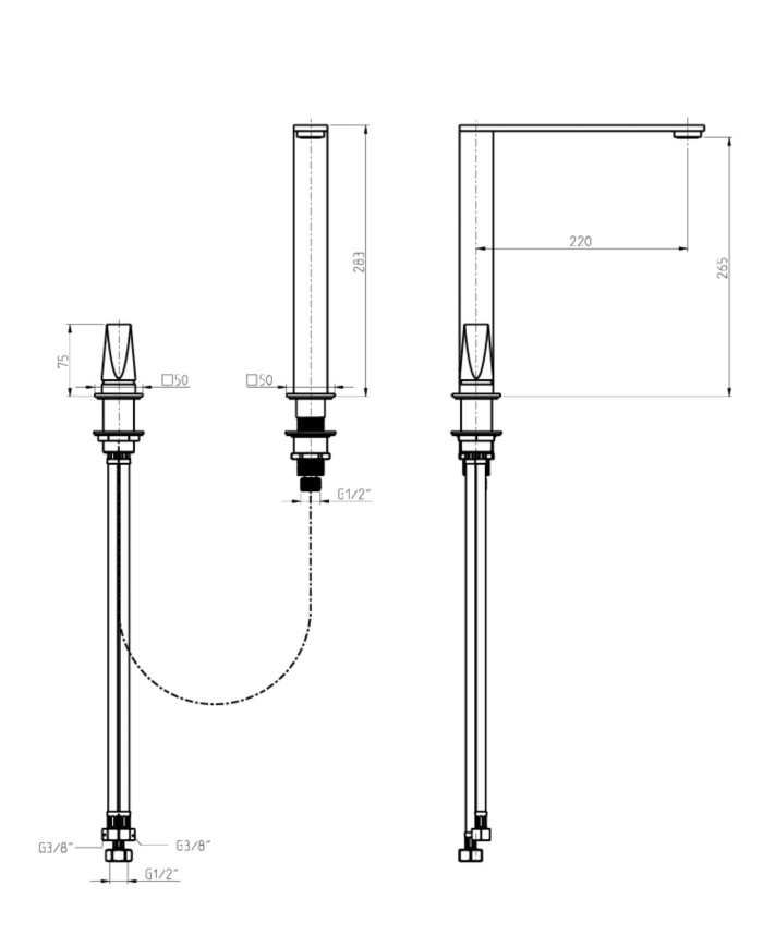 Mitigeur monocommande lavabo 2 trous Aline - Frattini
