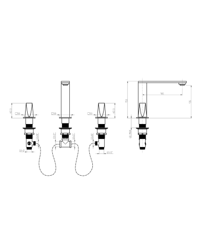 Mélangeur lavabo 3 trous Aline - Frattini