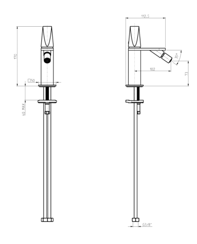 Mitigeur bidet sans vidage Aline - Frattini