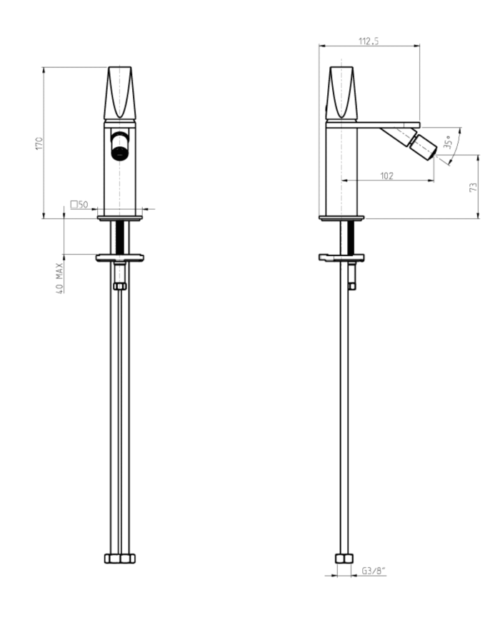 Mitigeur bidet sans vidage Aline - Frattini