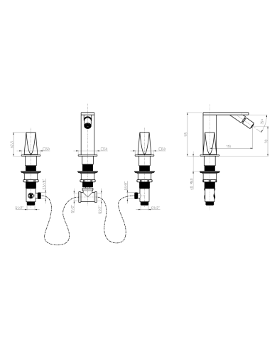 Mélangeur bidet 3 trous Aline - Frattini
