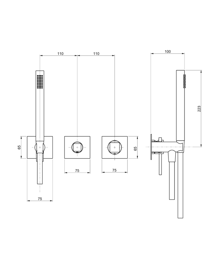 Kit mitigeur 2 encastré 2/3 voies Aline - Frattini