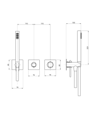 Kit mitigeur 2 encastré 2/3 voies Aline - Frattini