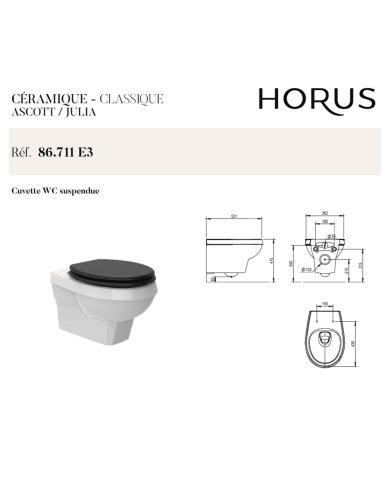 WC suspendu Horus | Céramique rétro Julia