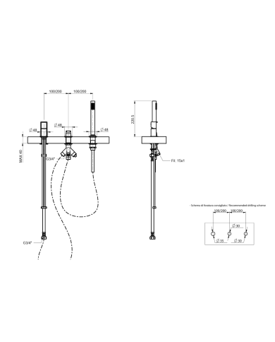 Mitigeur bain sur gorge Borgia - Frattini