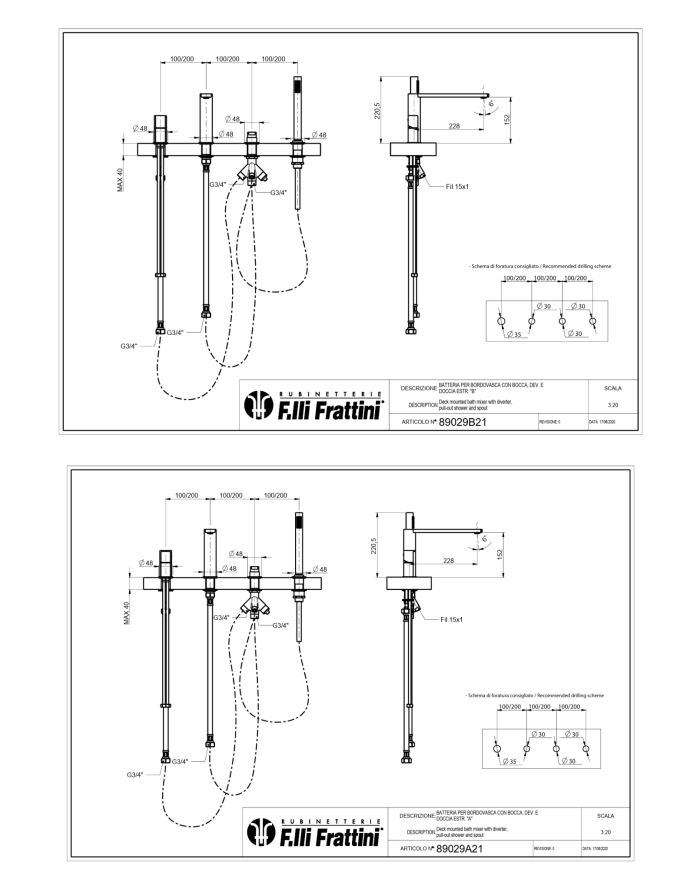Mitigeur bain sur gorge bec Borgia - Frattini
