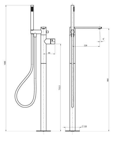 Kit mitigeur de bain au sol avec douchette Borgia - Frattini