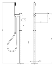 Kit mitigeur de bain au sol avec douchette Borgia - Frattini