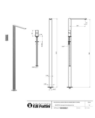 Mitigeur monocommande 2 trous sol Borgia - Frattini