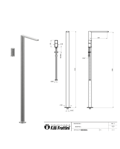 Mitigeur monocommande 2 trous sol Borgia - Frattini