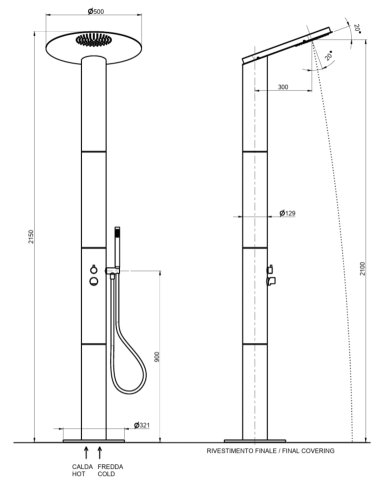 Colonne de douche ciel de pluie et douchette Borgia - Frattini