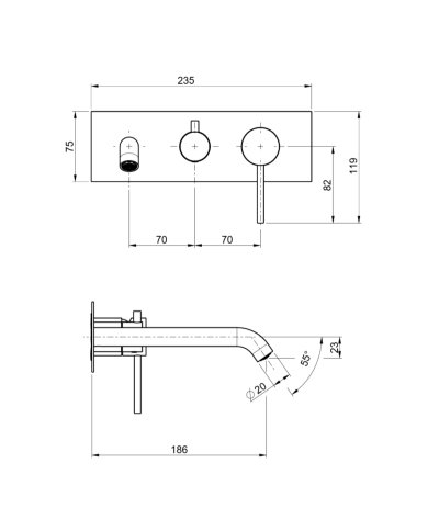 Kit mitigeur baignoire inverseur 2/3 voies Pepe XL - Frattini